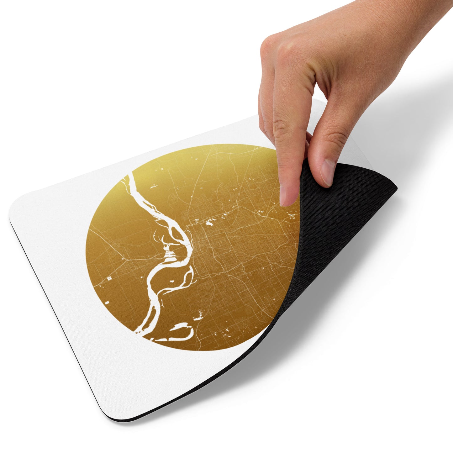 Memphis Gold on White Map Mouse Pad