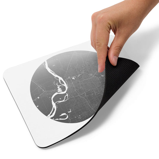 Memphis Silver on White Map Mouse Pad