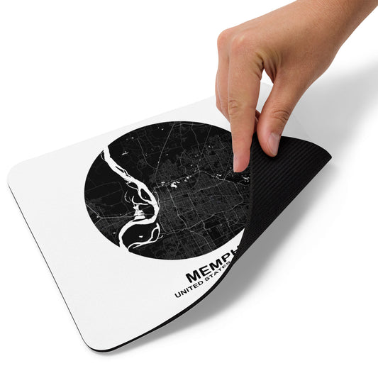 Memphis Circular Black Map Mouse Pad