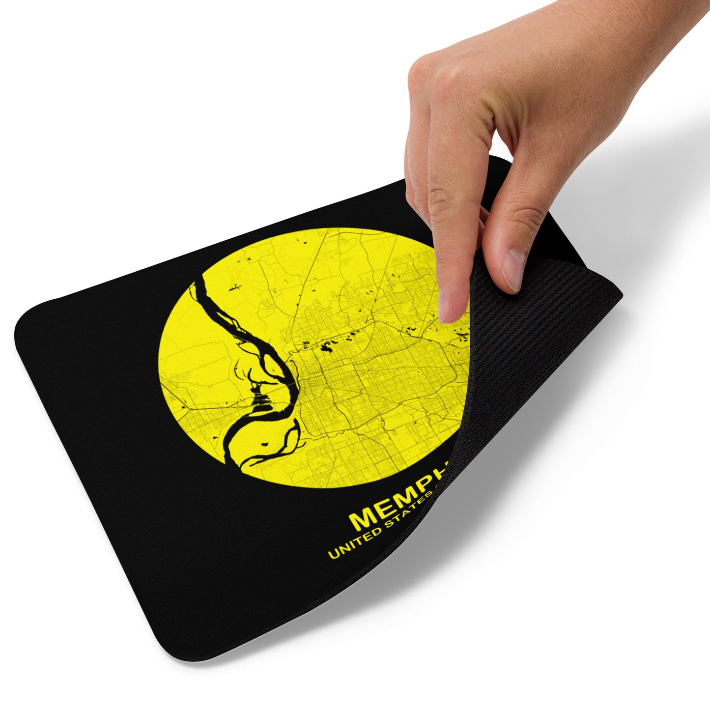 Memphis Circular Yellow Map Mouse Pad