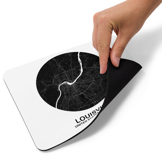 Louisville Circular Black Map Mouse Pad