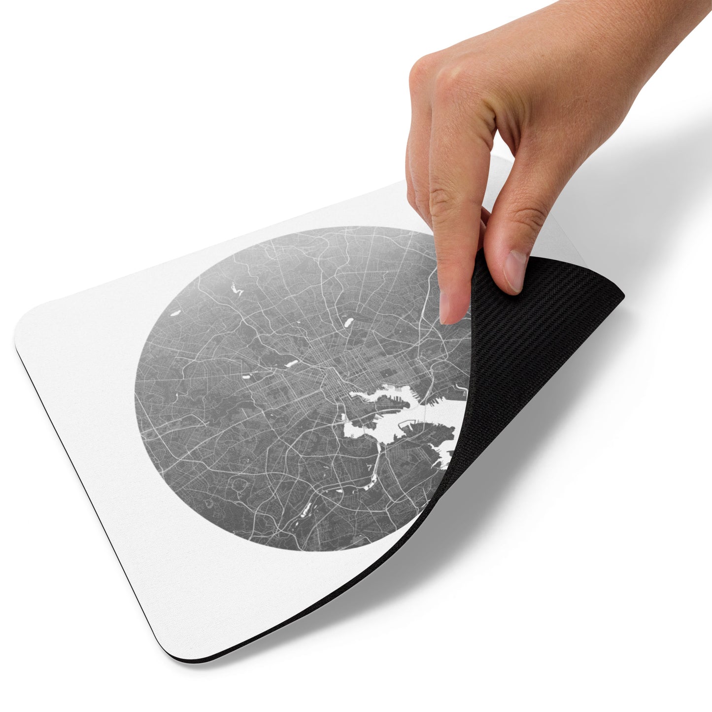 Baltimore Silver on White Map Mouse Pad