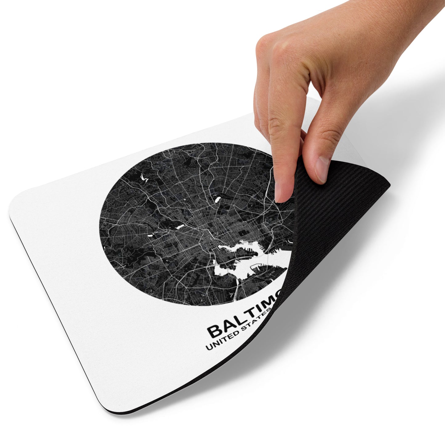 Baltimore Circular Black Map Mouse Pad