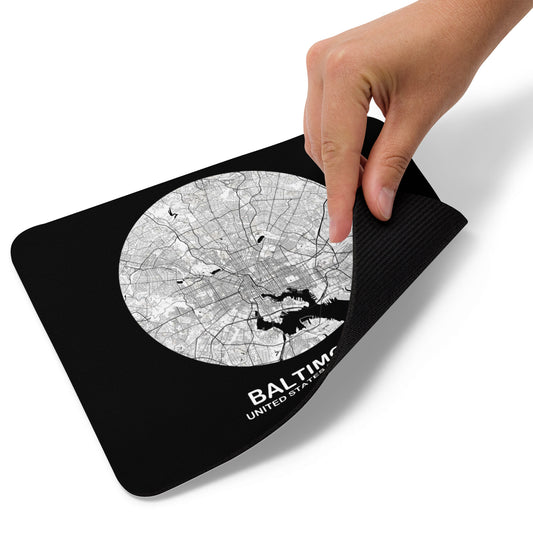 Baltimore Circular White Map Mouse Pad