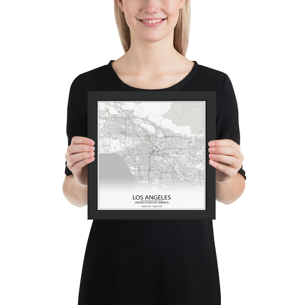 Los Angeles White Framed Map