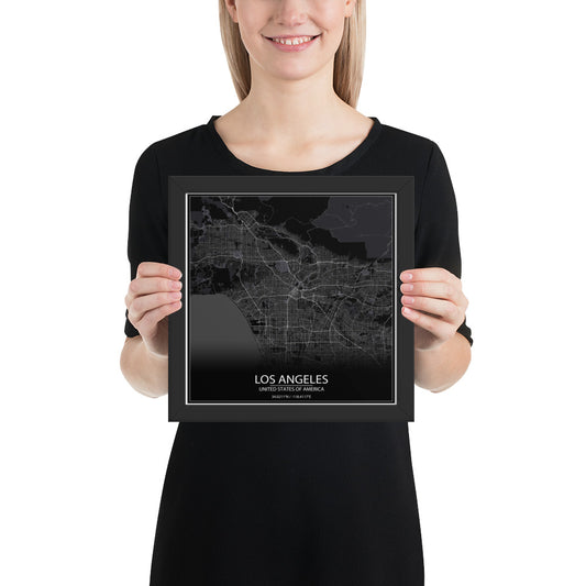 Los Angeles Black Framed Map