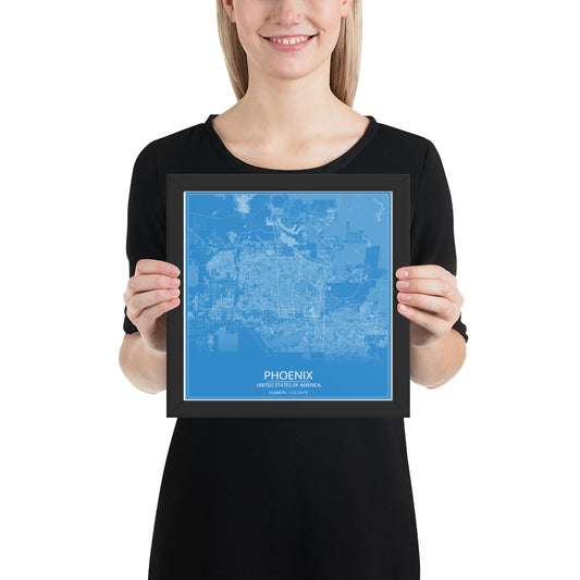 Phoenix Blue and White Framed Map