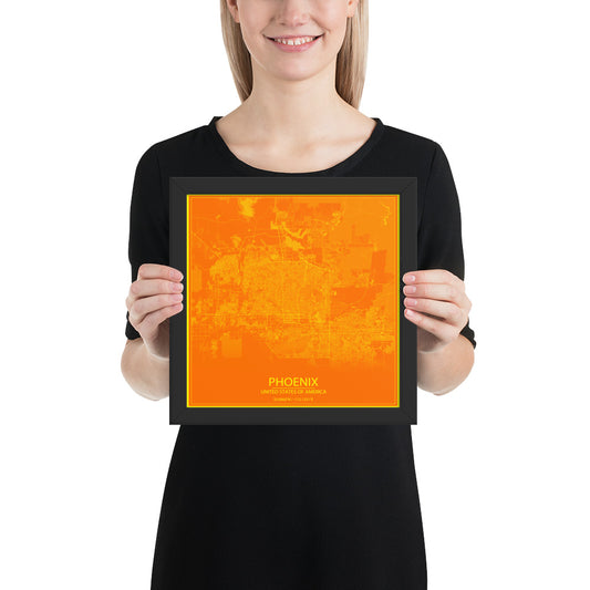 Phoenix Orange and Yellow Framed Map