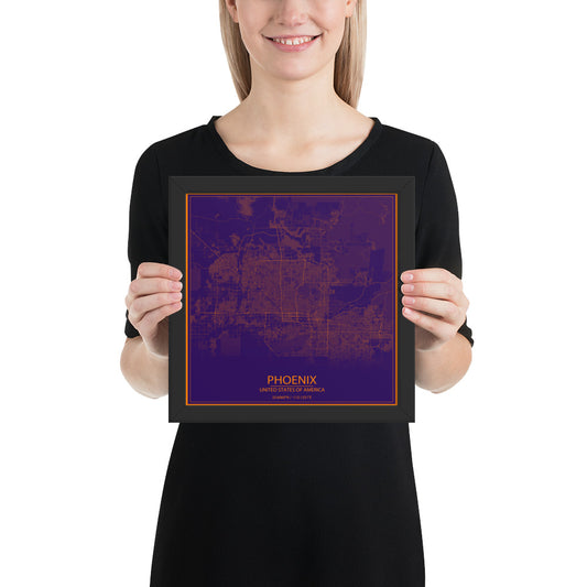 Phoenix Purple and Orange Framed Map