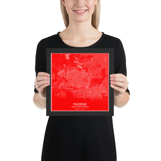 Phoenix Red and White Framed Map