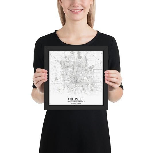 Columbus White Framed Map