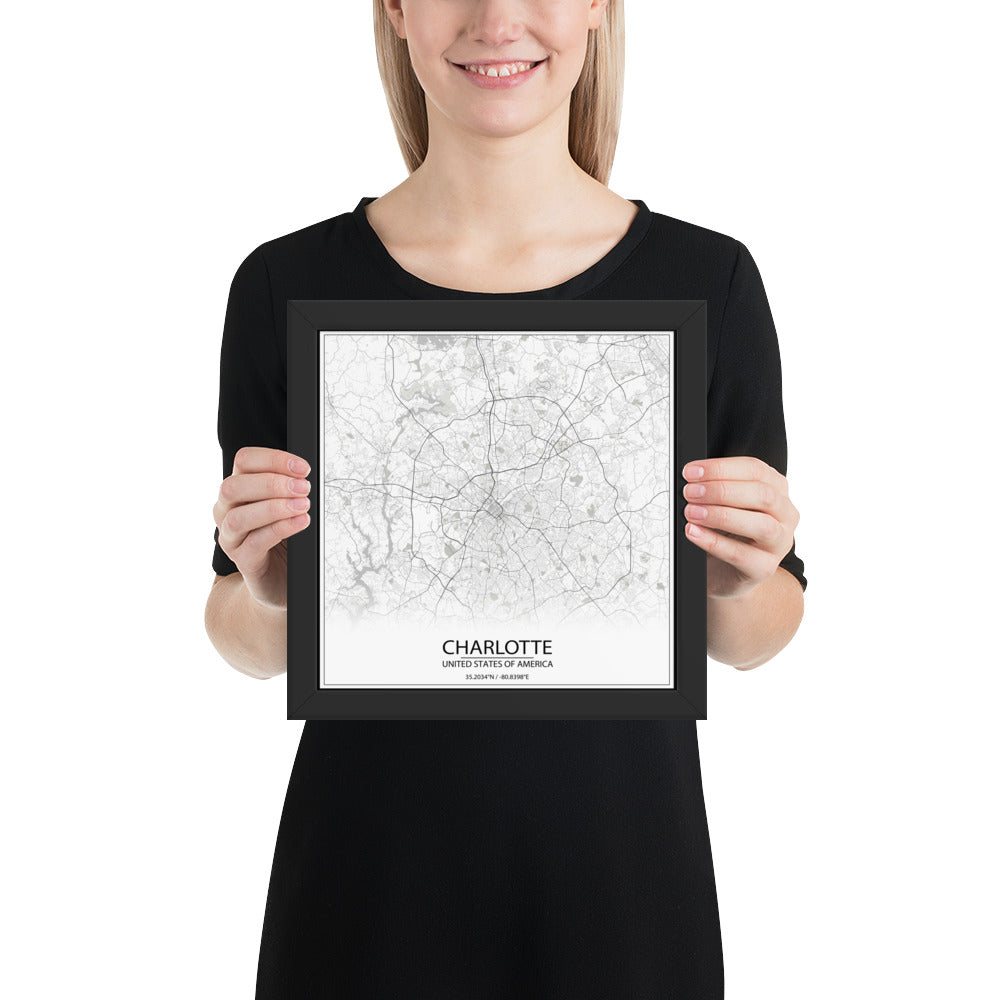 Charlotte White Framed Map