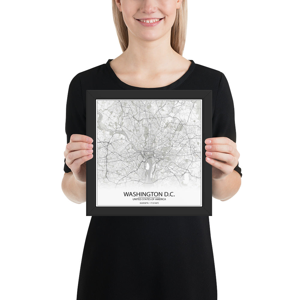 Washington, D.C. White Framed Map