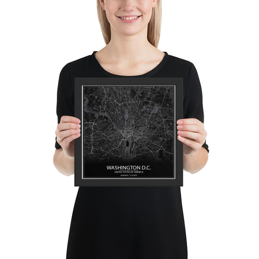 Washington, D.C. Black Framed Map