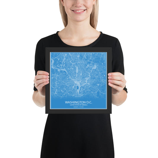 Washington, D.C. Blue and White Framed Map