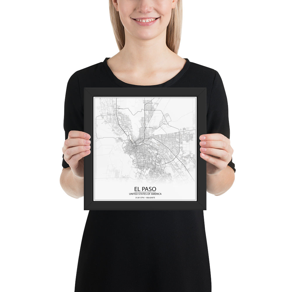 El Paso White Framed Map