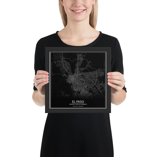 El Paso Black Framed Map