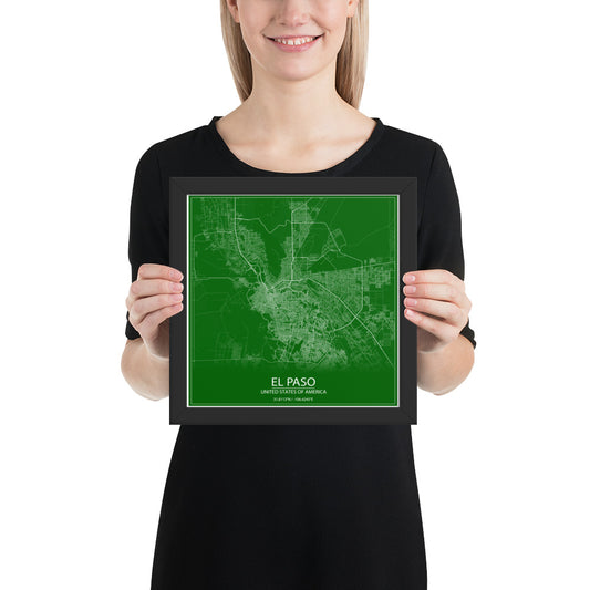 El Paso Green and White Framed Map