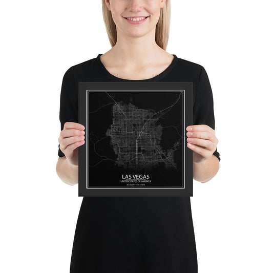 Las Vegas Black Framed Map