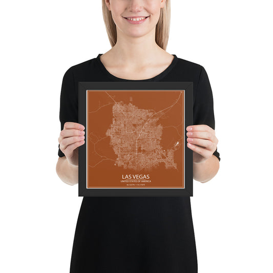 Las Vegas Brown and White Framed Map