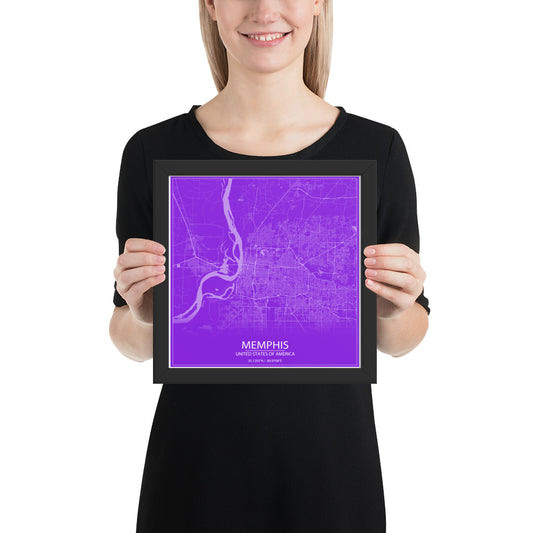 Memphis Purple and White Framed Map