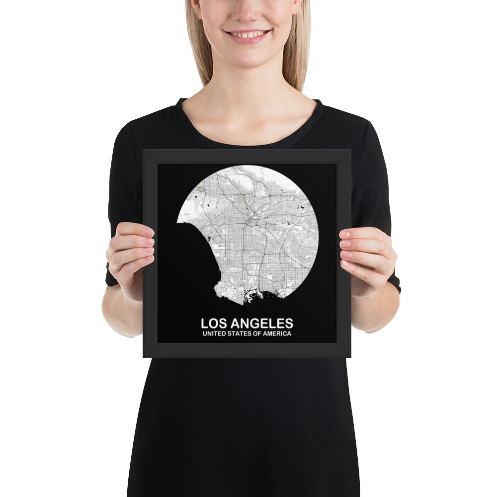 Los Angeles Circular White Framed Map