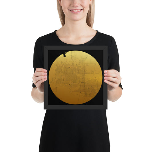 Phoenix Gold on Black Framed Map