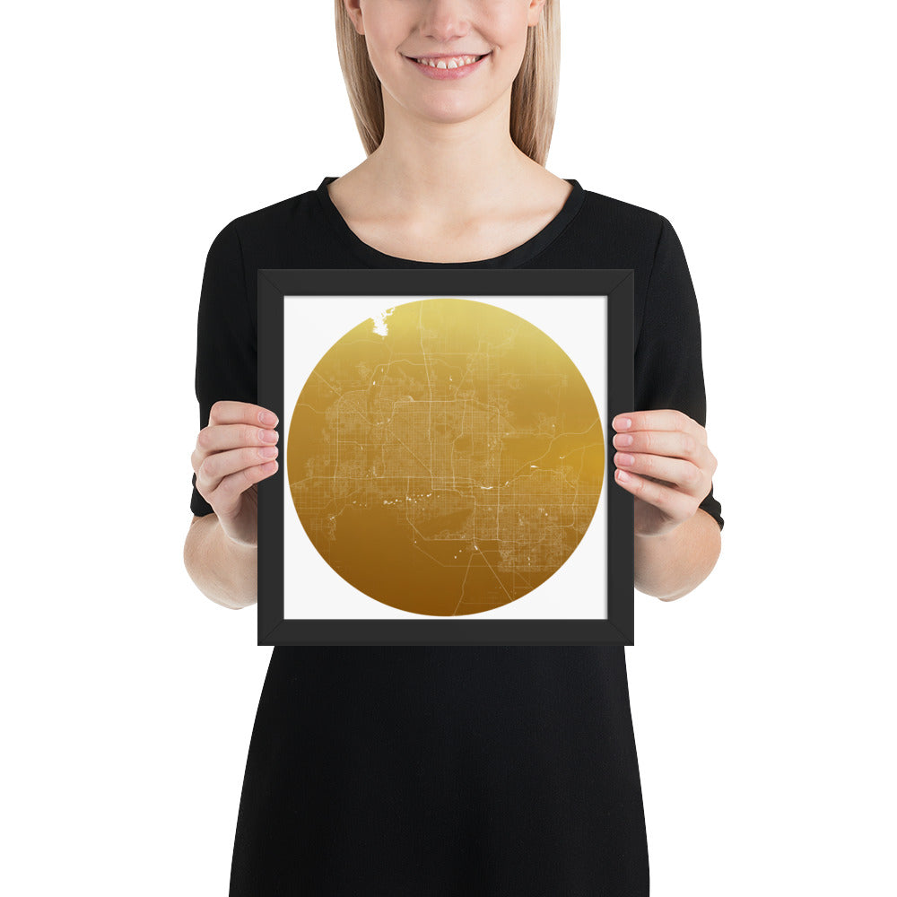 Phoenix Gold on White Framed Map