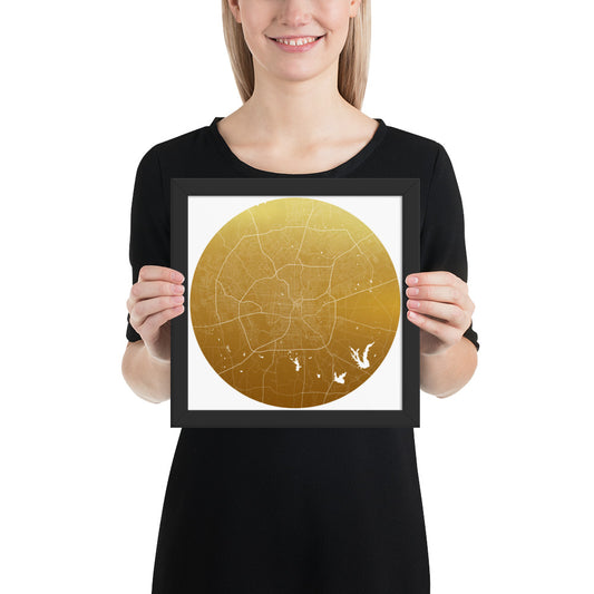 San Antonio Gold on White Framed Map