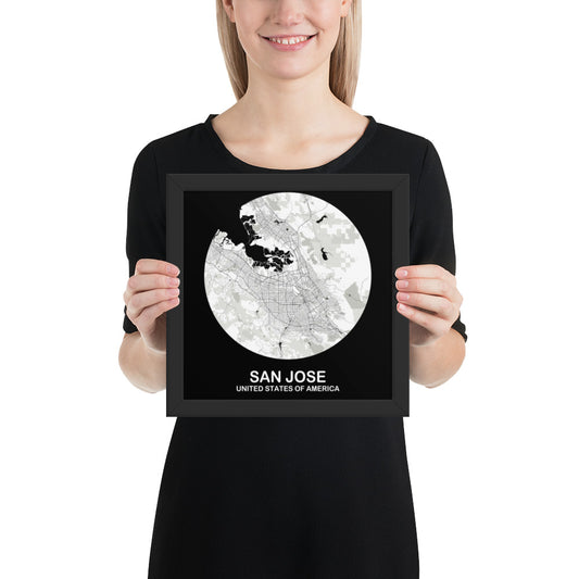 San Jose Circular White Framed Map