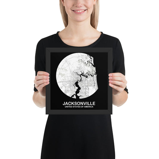 Jacksonville Circular White Framed Map