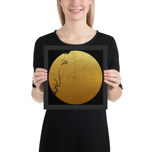 Charlotte Gold on Black Framed Map