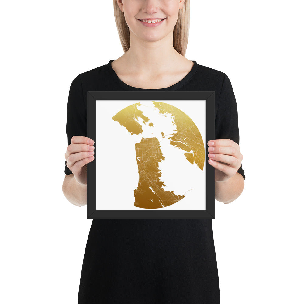 San Francisco Gold on White Framed Map