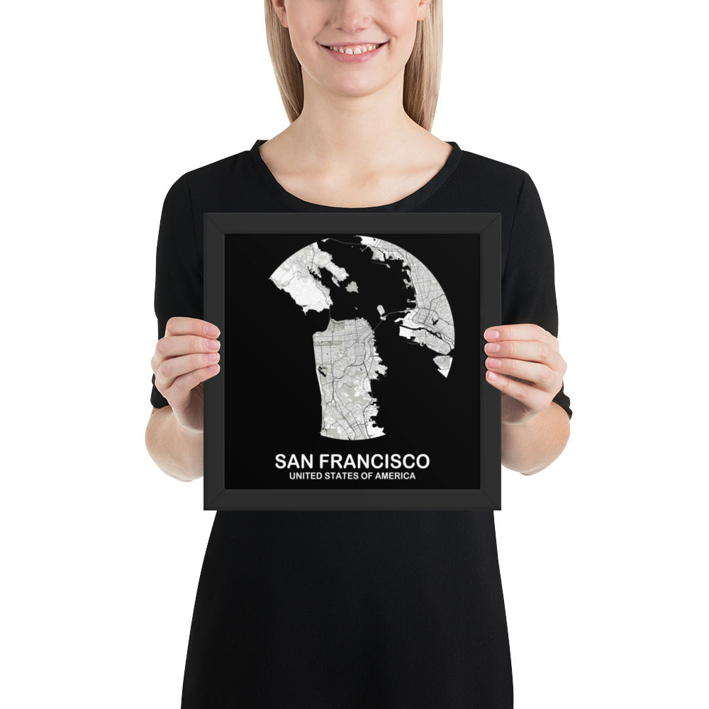 San Francisco Circular White Framed Map