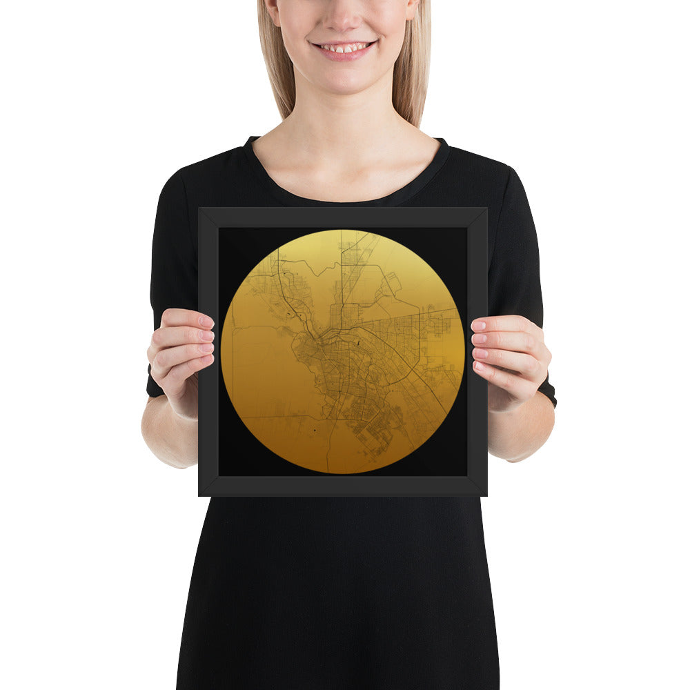 El Paso Gold on Black Framed Map