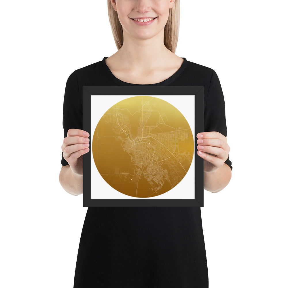 El Paso Gold on White Framed Map