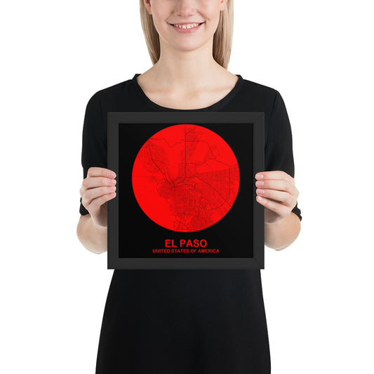 El Paso Circular Red Framed Map