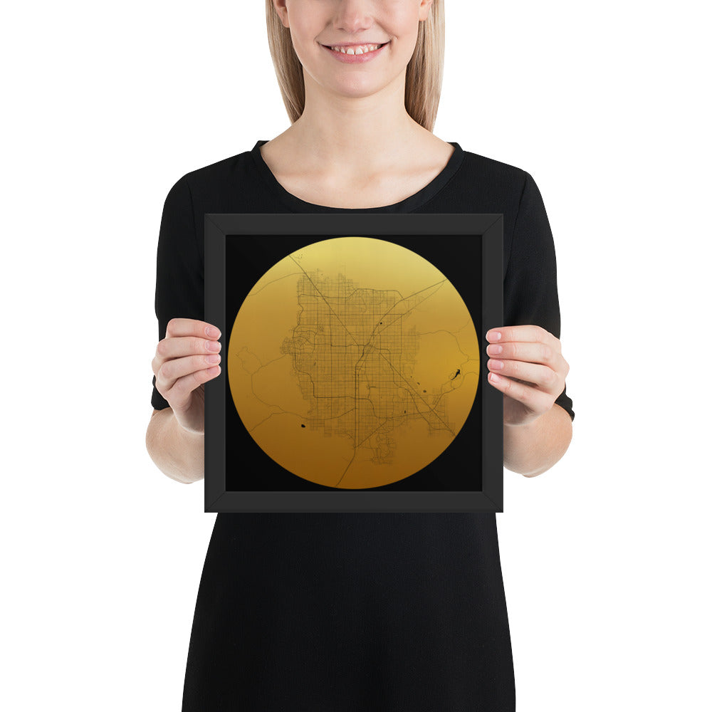 Las Vegas Gold on Black Framed Map