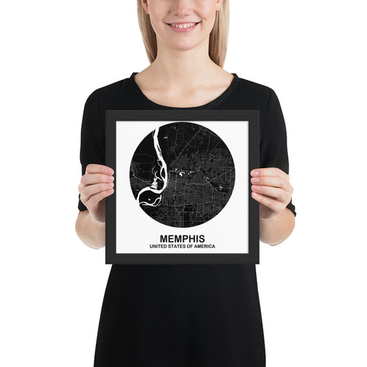 Memphis Circular Black Framed Map