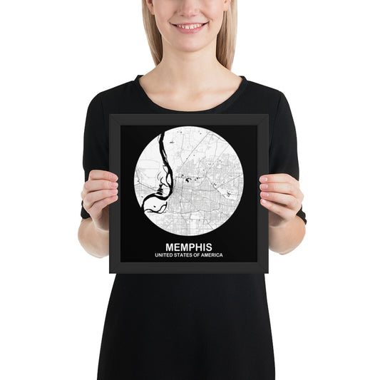 Memphis Circular White Framed Map