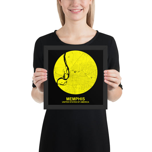 Memphis Circular Yellow Framed Map