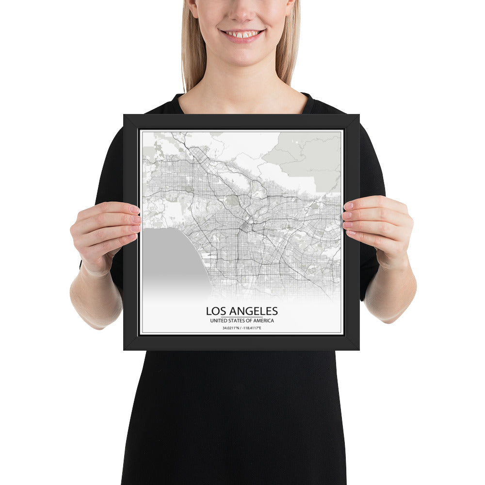 Los Angeles White Framed Map