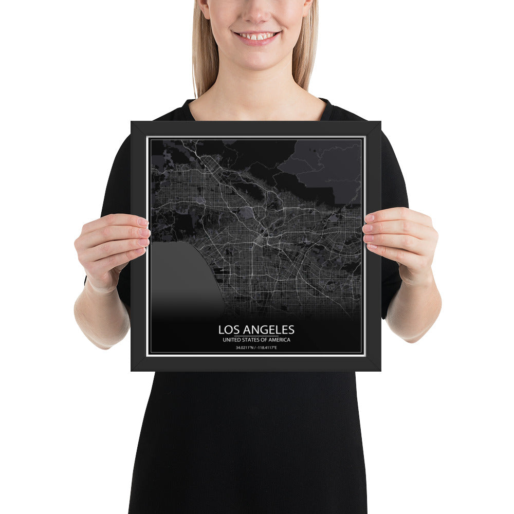 Los Angeles Black Framed Map