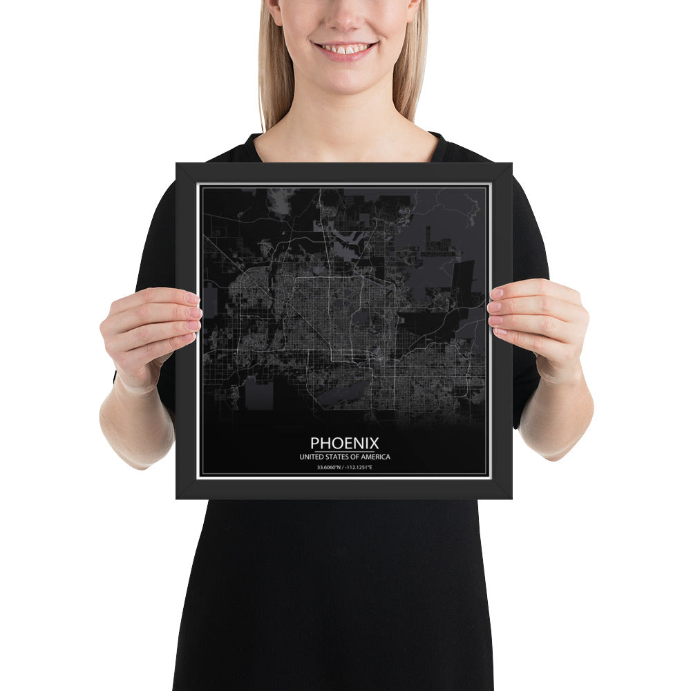 Phoenix Black Framed Map