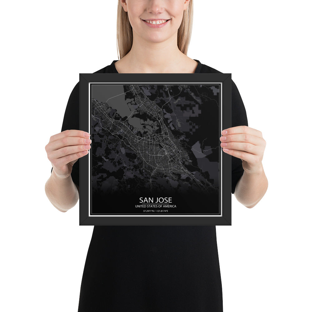 San Jose Black Framed Map