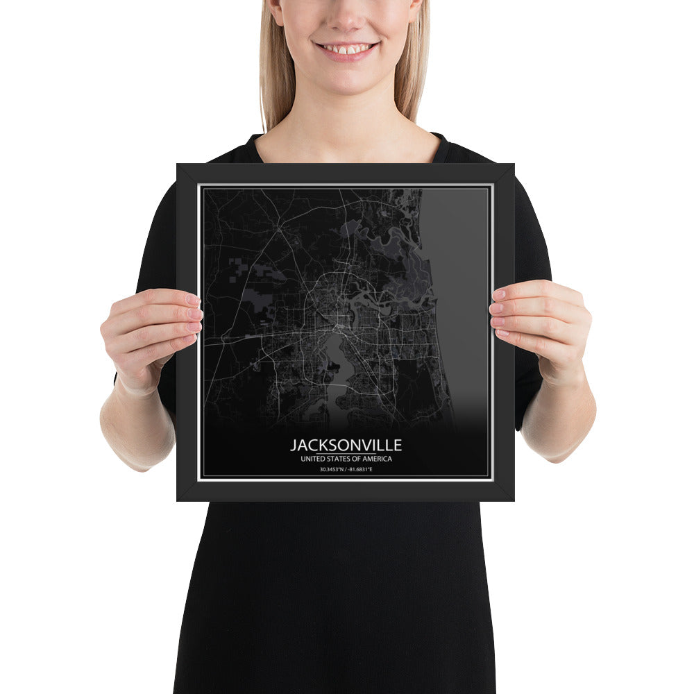 Jacksonville Black Framed Map