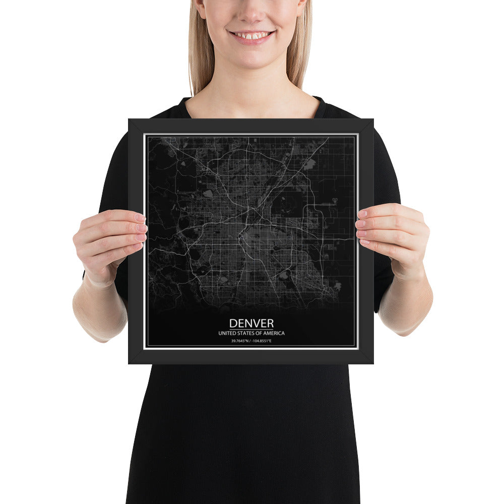 Denver Black Framed Map