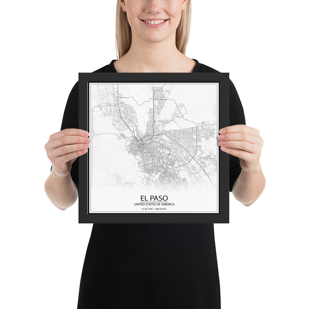 El Paso White Framed Map