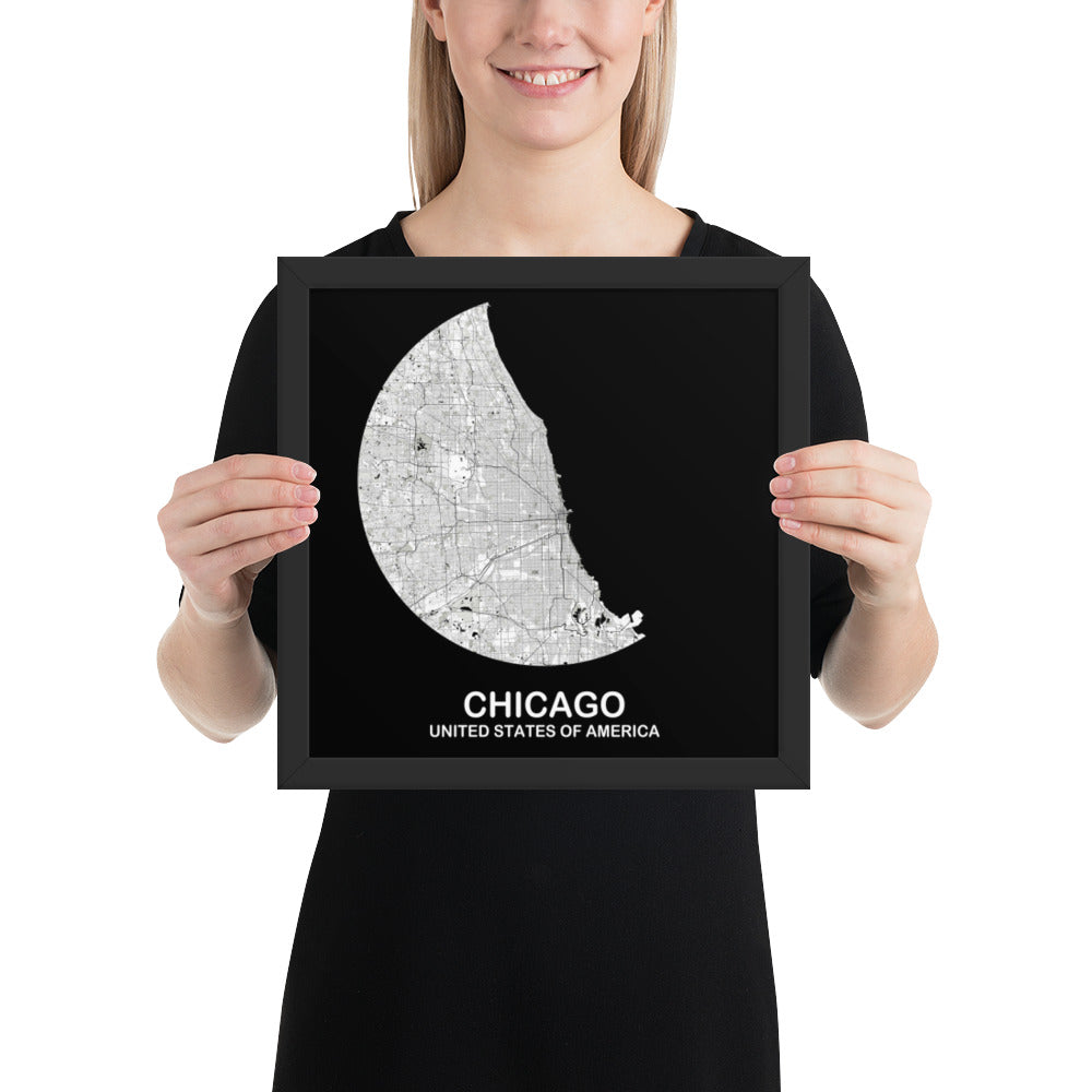 Chicago Circular White Framed Map