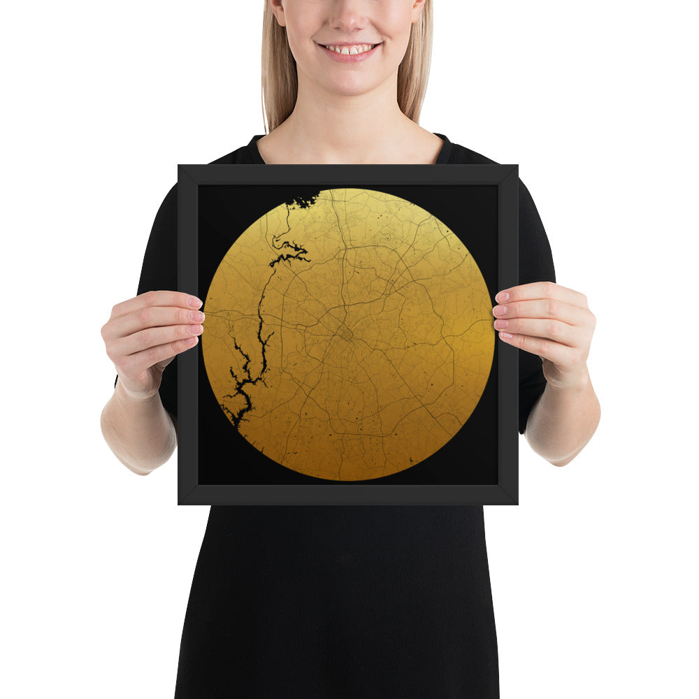 Charlotte Gold on Black Framed Map